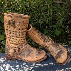 Bed Stu Wacky Cobbler Series Moto Boots Teak W 7.5